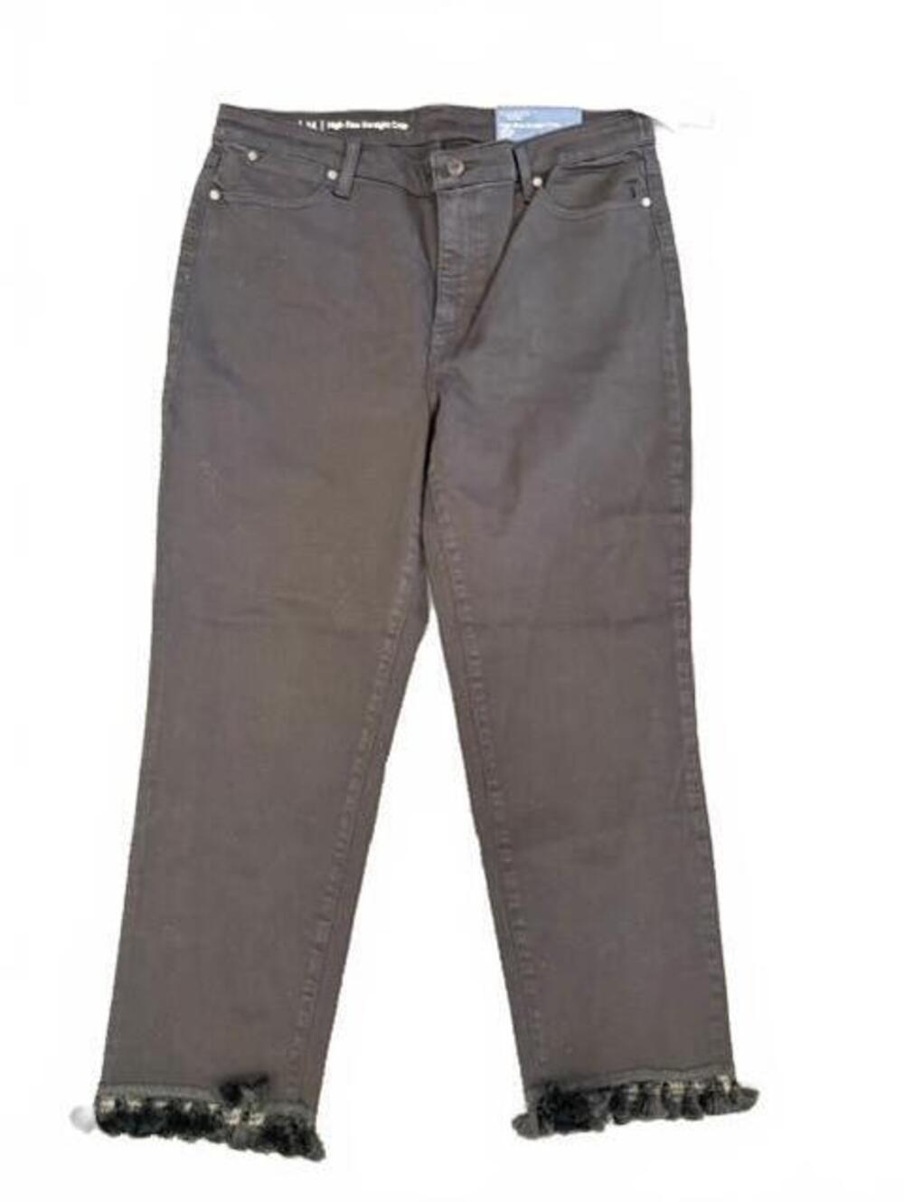 NWT New Talbots High Rise Straight Black Cropped Tassel Jeans 14